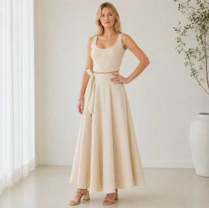 Ivory Linen Sleeveless Crop Top