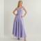 Lavender Linen Vacation Set with Crop Top and Wrap Maxi Skirt