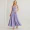 Lavender Linen Vacation Set with Crop Top and Wrap Maxi Skirt
