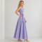 Lavender Linen Vacation Set with Crop Top and Wrap Maxi Skirt