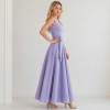 Lavender Linen Vacation Set with Crop Top and Wrap Maxi Skirt