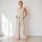 Natural Linen Vacation Set with Button Vest and Wide-Leg Pants