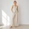 Natural Linen Vacation Set with Button Vest and Wide-Leg Pants