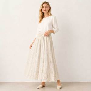 Textured Linen Maxi Skirt