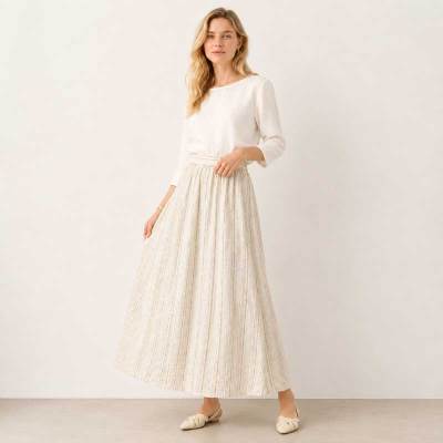 Textured Linen Maxi Skirt
