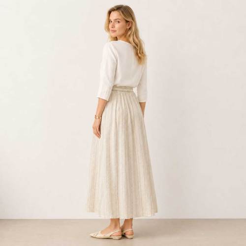 Textured Linen Maxi Skirt