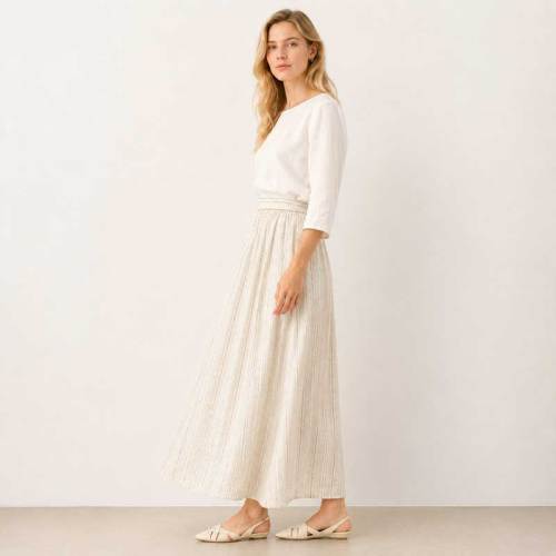 Textured Linen Maxi Skirt