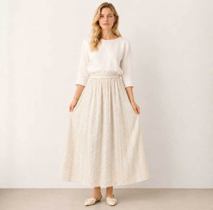 Textured Linen Maxi Skirt