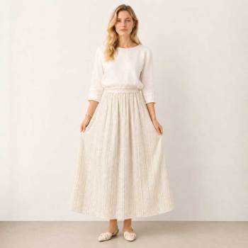Textured Linen Maxi Skirt