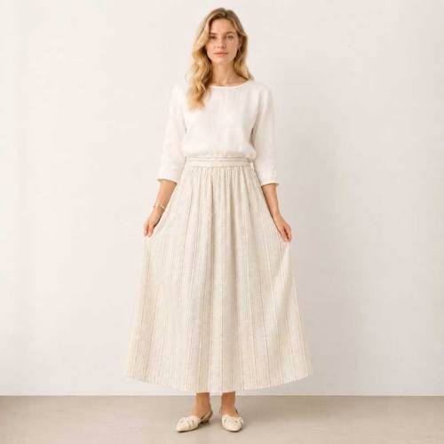 Textured Linen Maxi Skirt