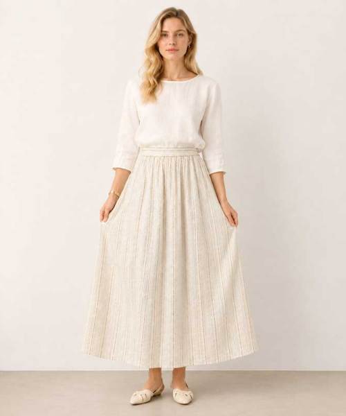 Textured Linen Maxi Skirt