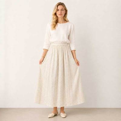 Textured Linen Maxi Skirt