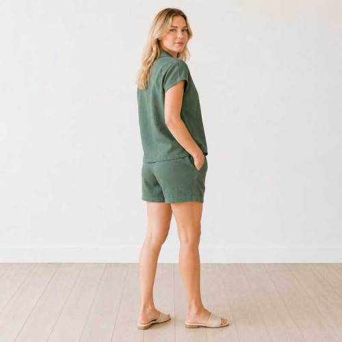 Women's Linen Lounge Shirt | Relaxed Button Front Linen Top | KOSSR