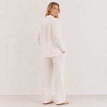 White Linen Lounge Button-Up Top