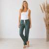 Green Linen Casual Drawstring Pants