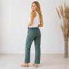Green Linen Casual Drawstring Pants