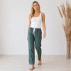 Green Linen Casual Drawstring Pants