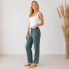 Green Linen Casual Drawstring Pants