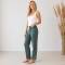 Green Linen Casual Drawstring Pants
