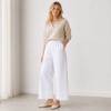White Linen Wide-Leg Casual Pants