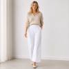 White Linen Wide-Leg Casual Pants