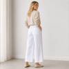 White Linen Wide-Leg Casual Pants
