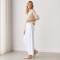 White Linen Wide-Leg Casual Pants