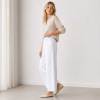 White Linen Wide-Leg Casual Pants