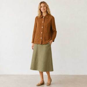 Rust Brown Linen Button Jacket