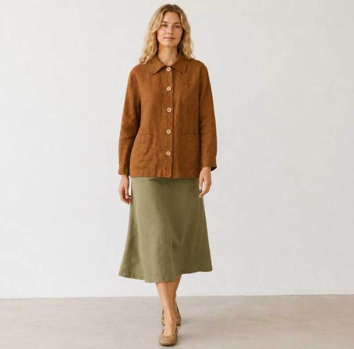 Rust Brown Linen Button Jacket