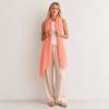 Soft Coral Linen Scarf for Women | Lightweight Summer Linen Wrap
