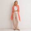 Soft Coral Linen Scarf for Women | Lightweight Summer Linen Wrap