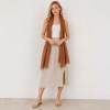 Warm Brown Linen Scarf for Women | Lightweight Linen Wrap