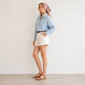 Soft Pink Linen Head Scarf for Women | Lightweight Linen Bandana