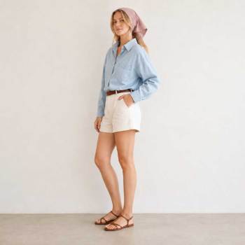 Soft Pink Linen Head Scarf for Women | Lightweight Linen Bandana