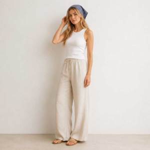 Dusty Blue Linen Head Scarf for Women | Lightweight Linen Bandana