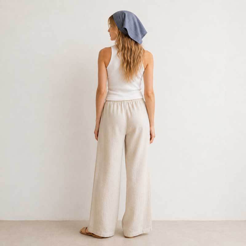 Dusty Blue Linen Head Scarf for Women