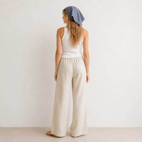 Dusty Blue Linen Head Scarf for Women | Lightweight Linen Bandana