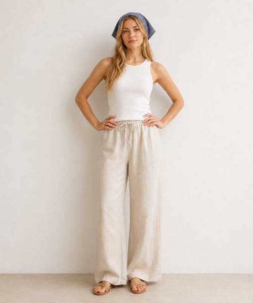 Dusty Blue Linen Head Scarf for Women | Lightweight Linen Bandana