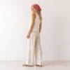Red Gingham Linen Head Scarf for Women | Lightweight Linen Bandana
