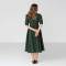 Women's Dark Green Linen Midi Dress