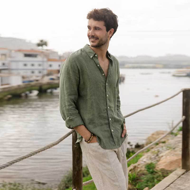 Men's Green Linen Shirt