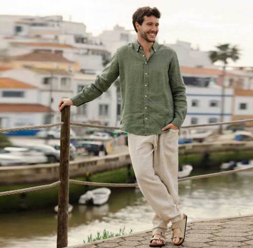 Men's Green Linen Shirt