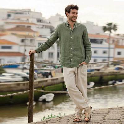 Men's Green Linen Shirt