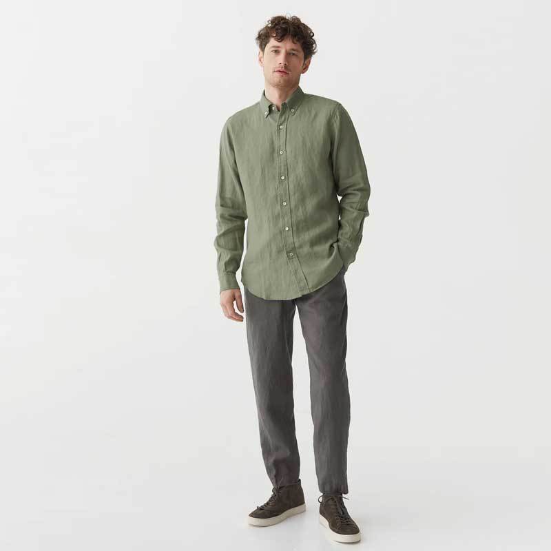 Men's Green Linen Shirt