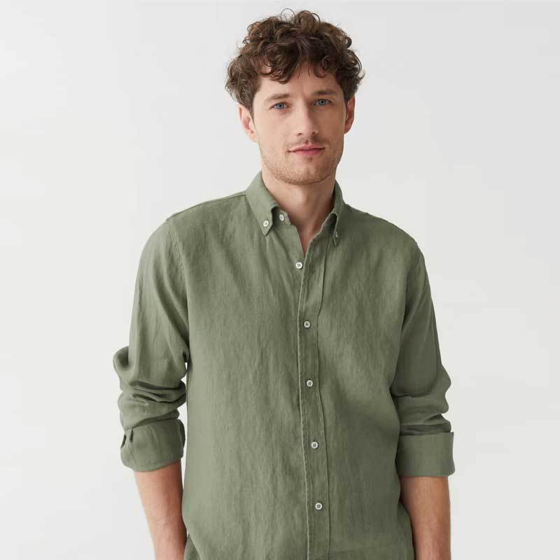 Men's Green Linen Shirt