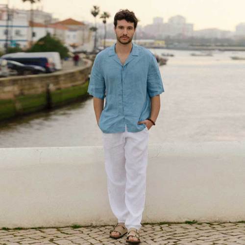 Men's White Linen Pants