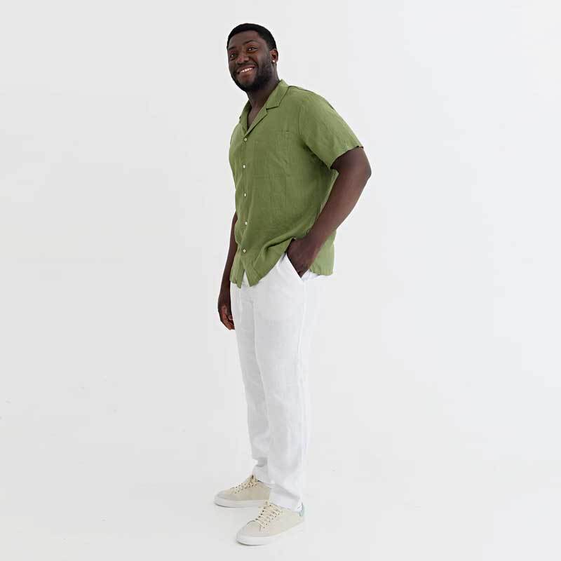 Men's White Linen Pants
