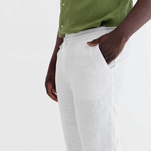 Men's White Linen Pants