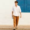 Men's Camel Linen Pants